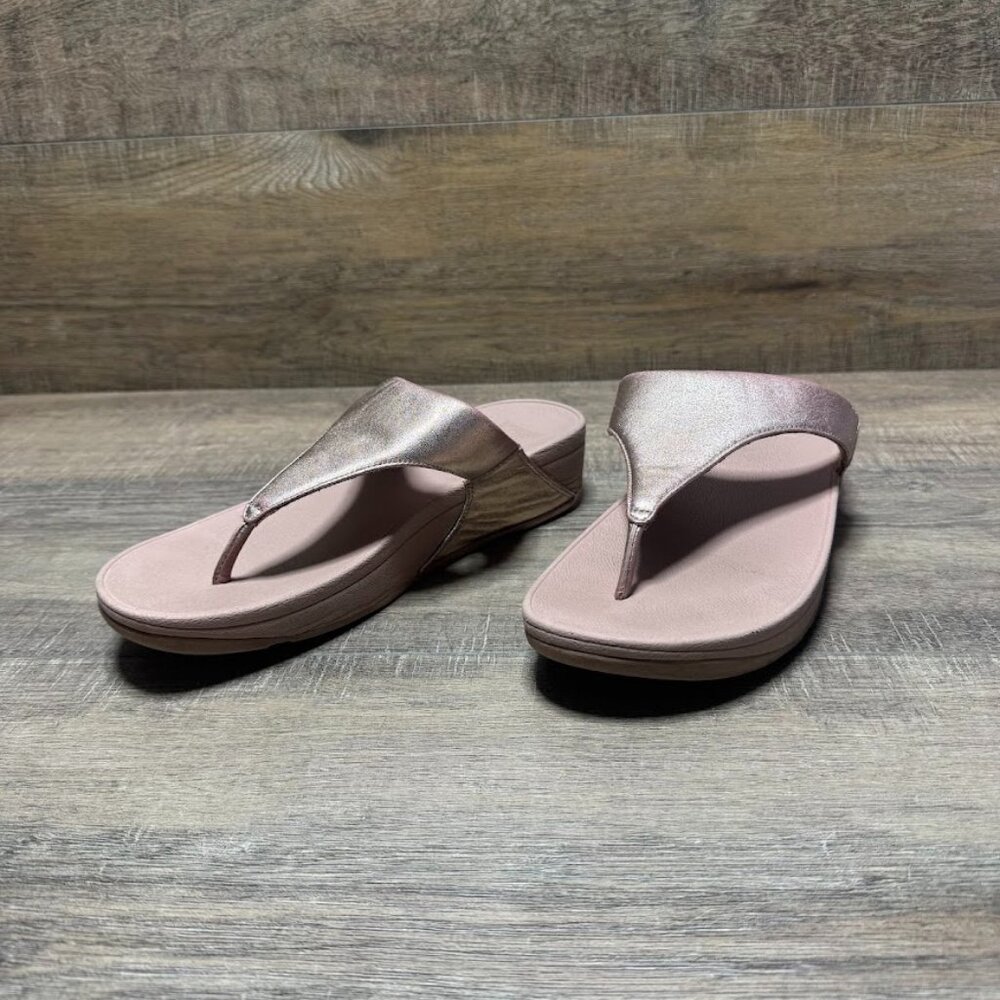 Fitflop Lulu Rose Gold Toe Post Sandal Women's Size 9